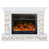 Каминокомплект Glenrich Панорама Карелия 28 (белый)+Newflame